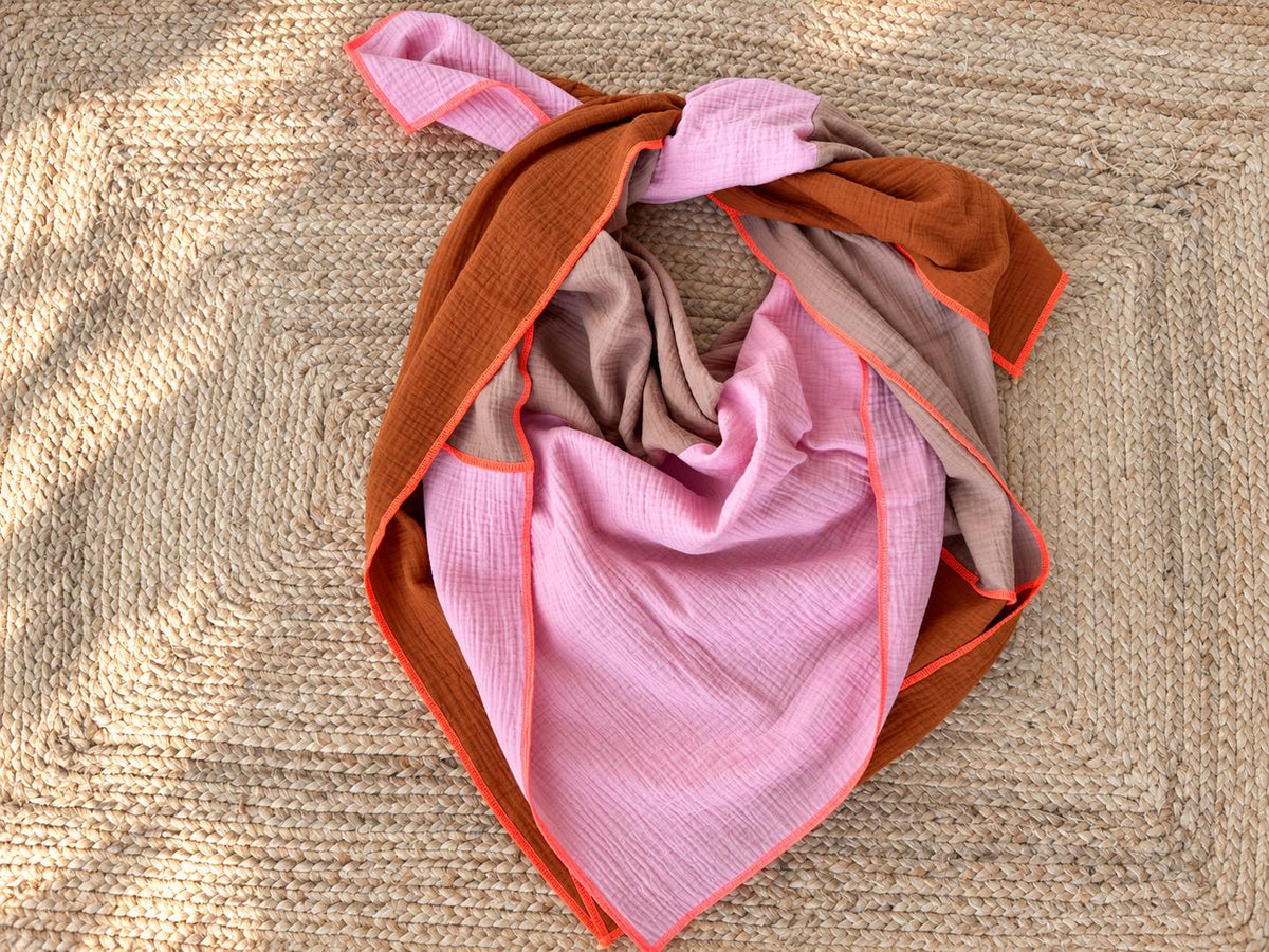 Musselin Dreieckstuch Damen | Musselin Tuch Rosa Rost | Halstuch Damen | XXL Tuch | Schal Musselin | Geschenk für Frauen | Tuch Herbst