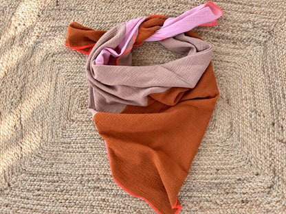 Musselin Dreieckstuch Damen | Musselin Tuch Rosa Rost | Halstuch Damen | XXL Tuch | Schal Musselin | Geschenk für Frauen | Tuch Herbst