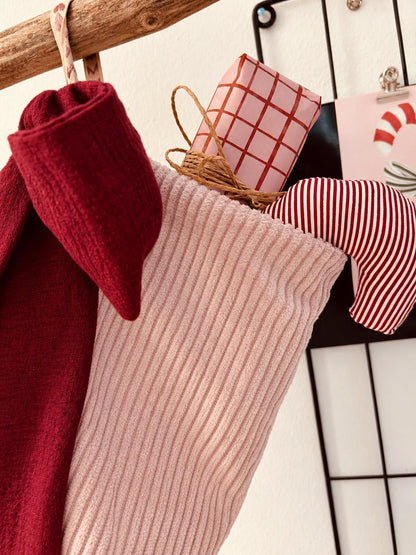 Nikolausstiefel aus Musselin | Nikolausstrumpf Kinder | Weihnachtsstrumpf mit Schleife | Cord rosa | Nikolaus Geschenk | Weihnachten