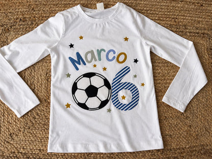 Geburtstagsshirt Fußball Junge | Personalisiertes Shirt mit Name & Zahl | Fußball Geburtstag | Geburtstagsshirt Kinder