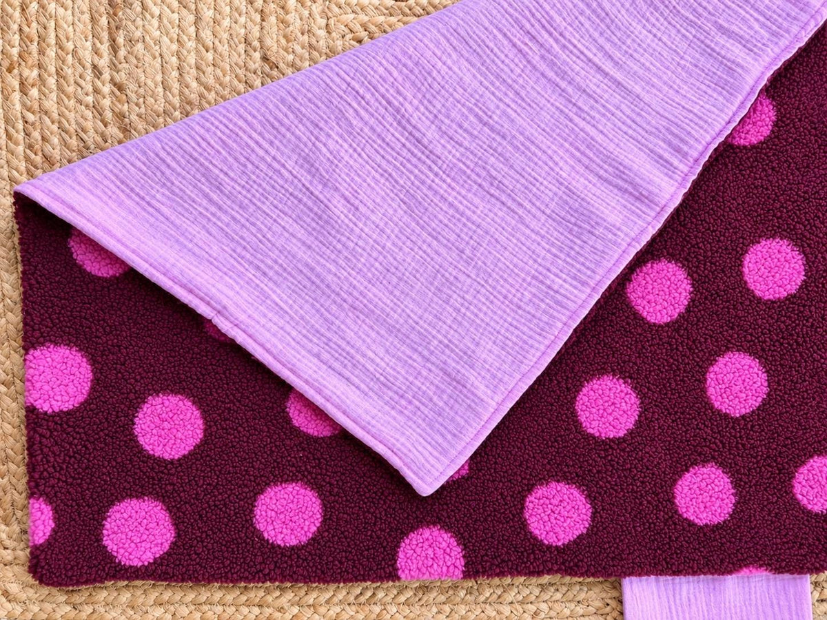 Babydecke mit Namen | Kuscheldecke aus Teddyfleece & Musselin | Beere Pink Flieder | Babydecke personalisiert | Geschenk zur Geburt