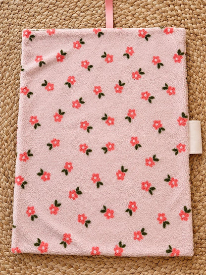 Babydecke mit Namen | Kuscheldecke aus Teddyfleece & Musselin | Rosa mit Blumen | Babydecke personalisiert | Geschenk zur Geburt | Teddyfell