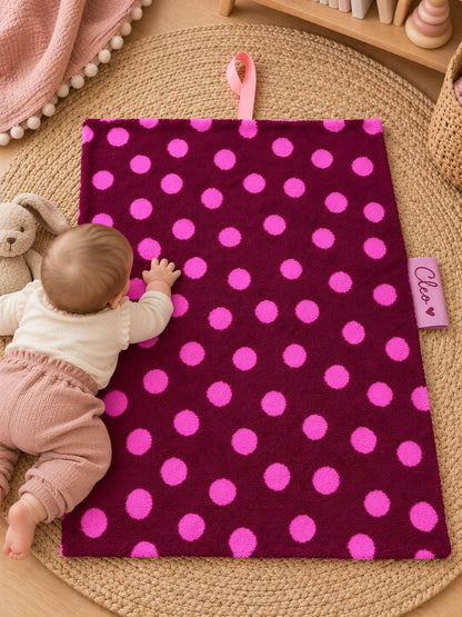 Babydecke mit Namen | Kuscheldecke aus Teddyfleece & Musselin | Beere Pink Flieder | Babydecke personalisiert | Geschenk zur Geburt