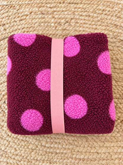 Babydecke mit Namen | Kuscheldecke aus Teddyfleece & Musselin | Beere Pink Flieder | Babydecke personalisiert | Geschenk zur Geburt