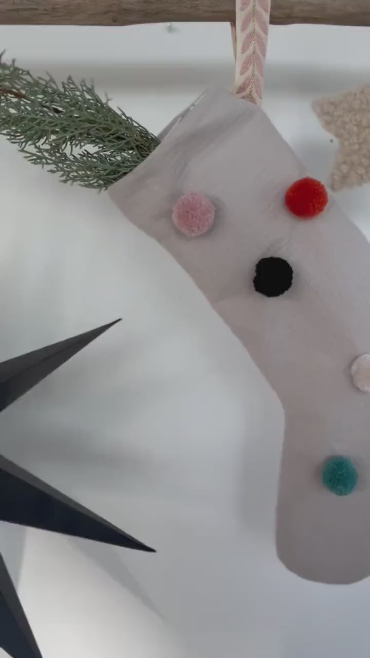 Nikolausstiefel Musselin, Nikolausstiefel Filz, Nikolausstrumpf, Nikolaus, Weihnachtsdeko, Nikolausstiefel PomPons, Weihnachten, XMas