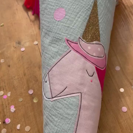 Schultüte Musselin Schultüte Stoff Schulanfang Schultüte Mädchen Schultüte Einhorn Einschulung Geschwisterschultüte Musselinschultüte