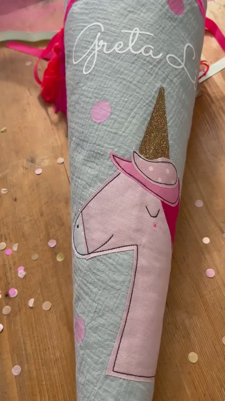 Schultüte Musselin Schultüte Stoff Schulanfang Schultüte Mädchen Schultüte Einhorn Einschulung Geschwisterschultüte Musselinschultüte