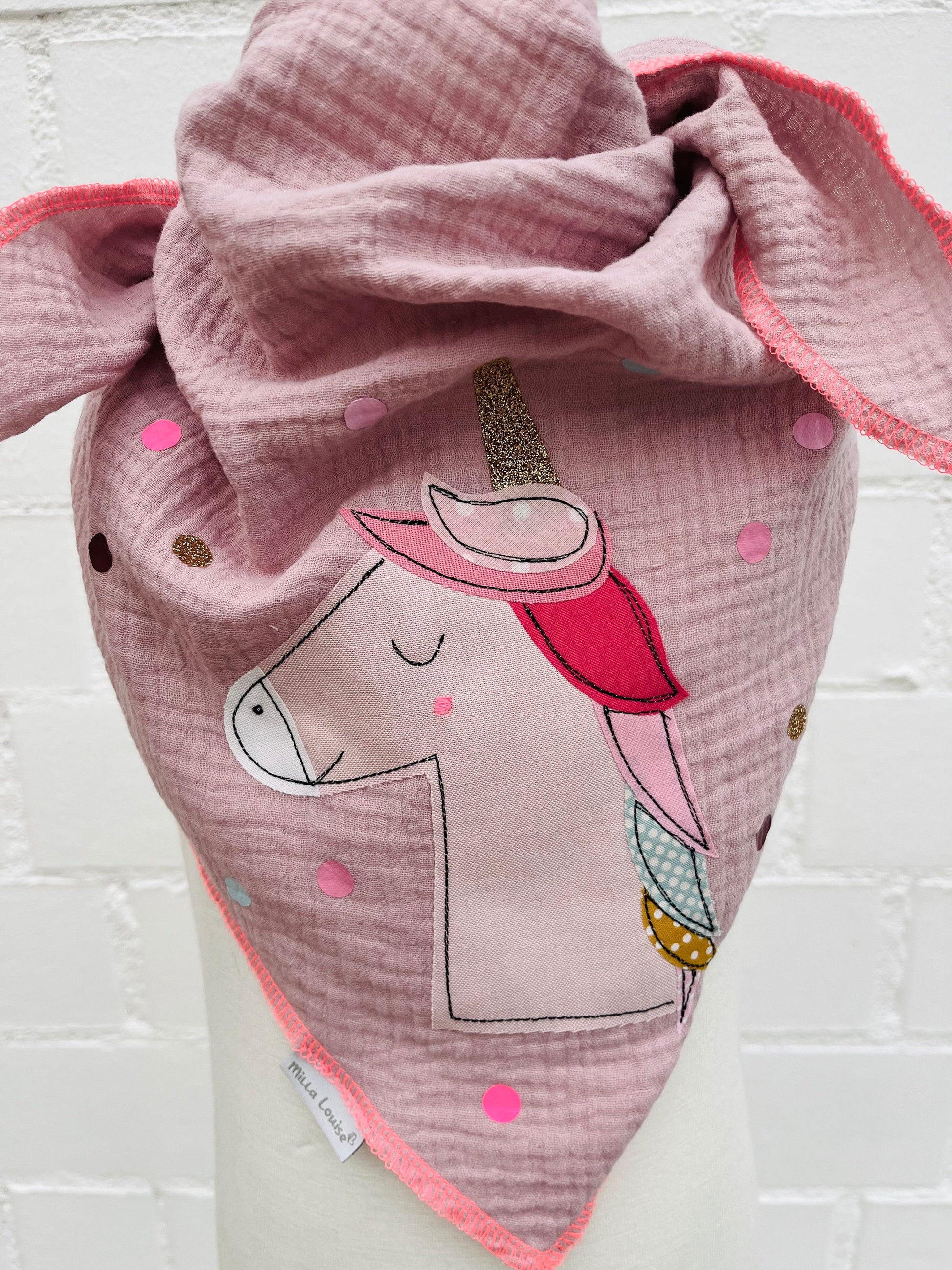 Kinder Halstuch Musselin, Musselintuch, Musselinschal,Tuch Einhorn