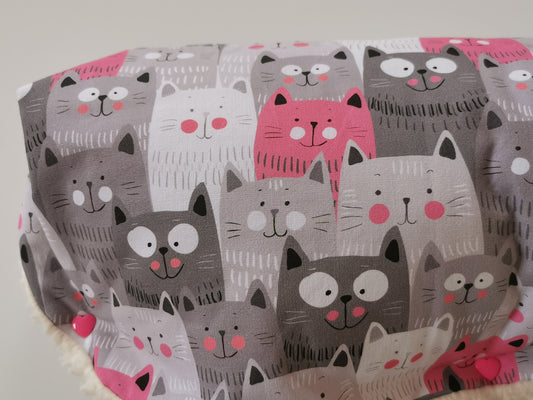 Kinderwagenmuff sofort verfügbar süße Katzen in pink und grau Tönen Muff Kinderwagen Handmuff kuschlig warm coole Katzen