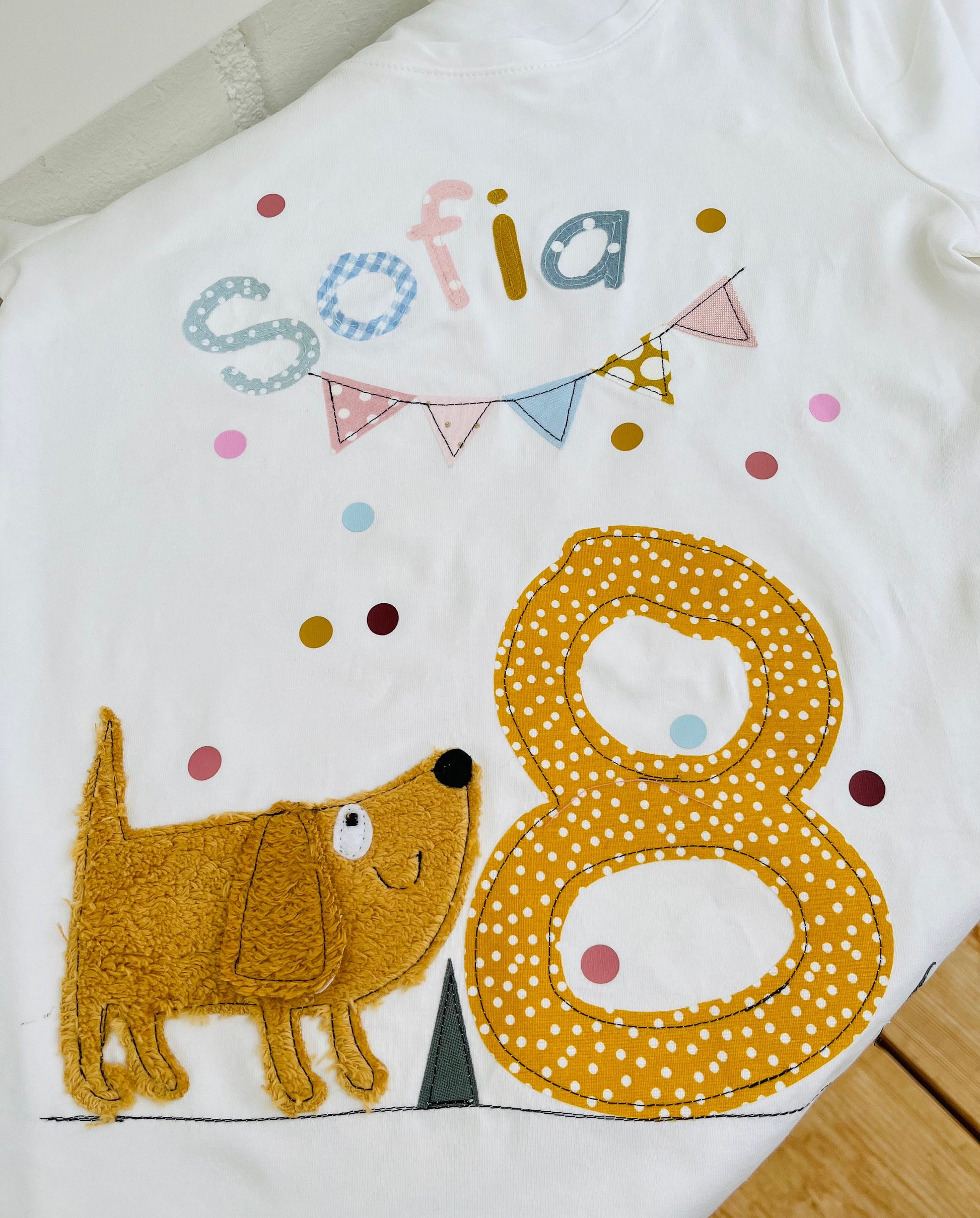 Geburtstagsshirt Hund, Shirt Mädchen, Kinder, T-Shirt, Zahlenshirt , Geburtstag, Zahl, Namen, Hundeshirt, Geschenk, Kindergeburtstag