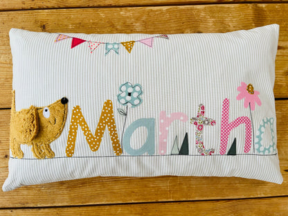 Kissen mit Namen Kissenbezug Kissen Geburt Baby Kissenhülle Kissen personalisiert Nameskissen Kuschelkissen Kinderkissen Kissen Hund
