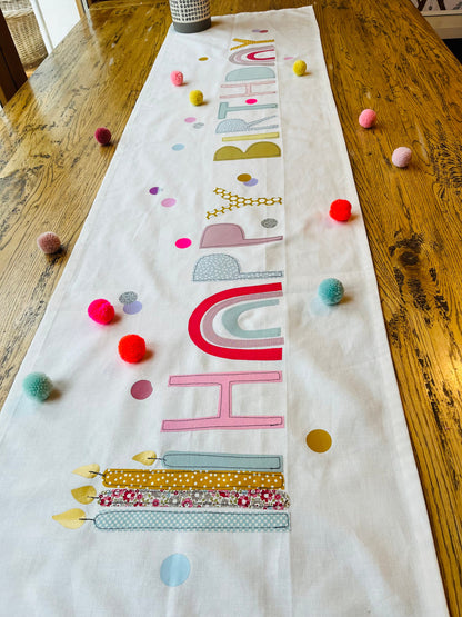 Tischläufer Tischdecke  Partydeko Geburtstag Kindergeburtstag Happy Birthday Kindergeburtstag Geburtstagskind Happy Birthday Konfetti Kerzen